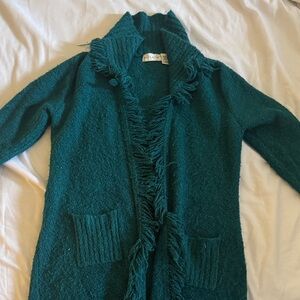 White Stag Teal Sweater with Fringe